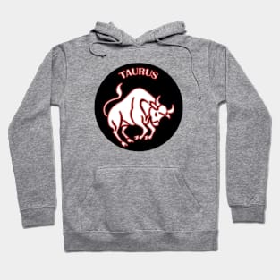 Taurus Astrology Zodiac Sign - Taurus Bull Astrology Birthday Gifts - Black and White - Red Glow Hoodie